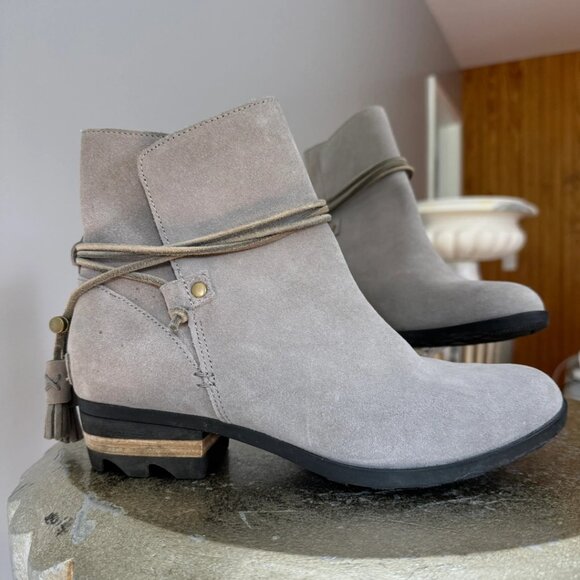 💖 NWOB Sorel Farah Slate Gray Waterproof Suede Short Boot - Picture 1 of 7